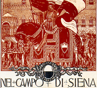 Particolare dell'Affiche del Palio del 2 luglio 1928 realizzato da Dario Neri