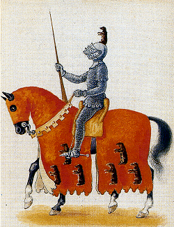 Cavaliere con la celata abbassata raffigurante la Contrada dell'Orso