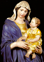 Madonna della Mandorla - statua lignea policroma della Scuola di Jacopo della Quercia (XV sec. - Sede della Contrada)