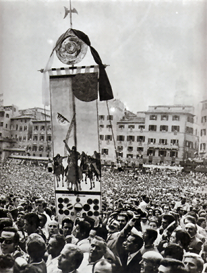 Il trionfo del popolo ocaiolo dopo il Palio della Luna