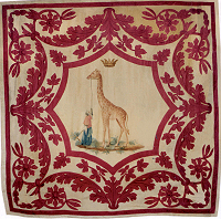 Bandiera della Imperiale Contrada della Giraffa firmata "Maria Bartoli cucì" e datata 1828